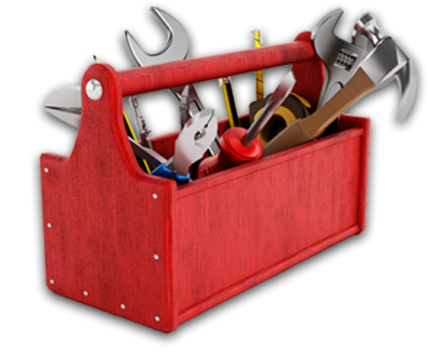 a red tool box filled with tools