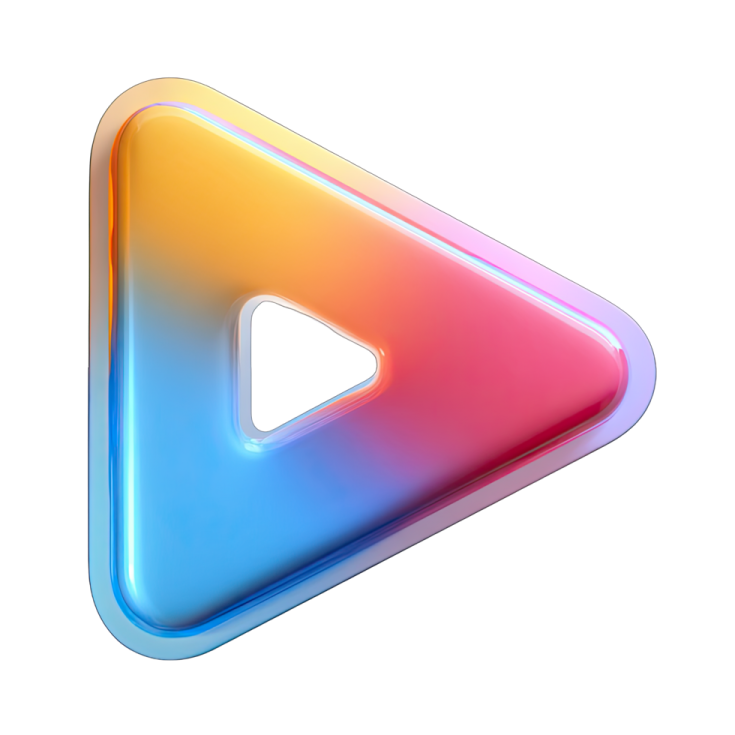 the play button on a white background