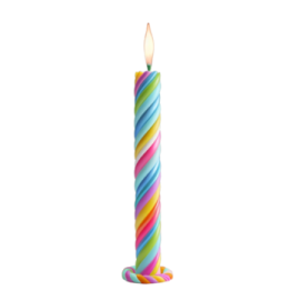 a colorful birthday candle on a white background