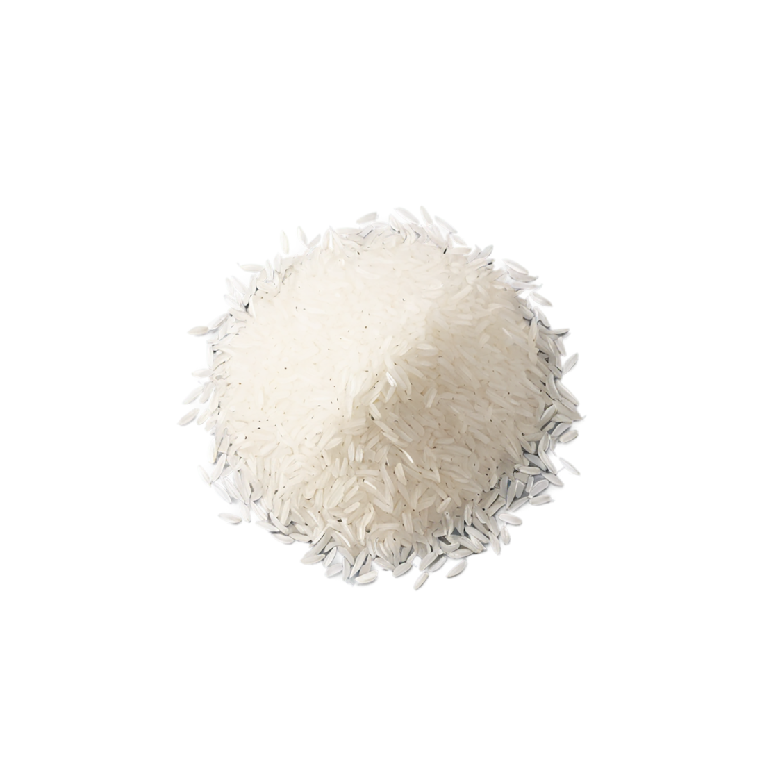 a pile of white rice on a white background