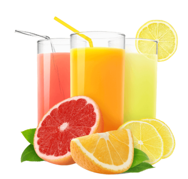 two glasses of fruit and orange juice
