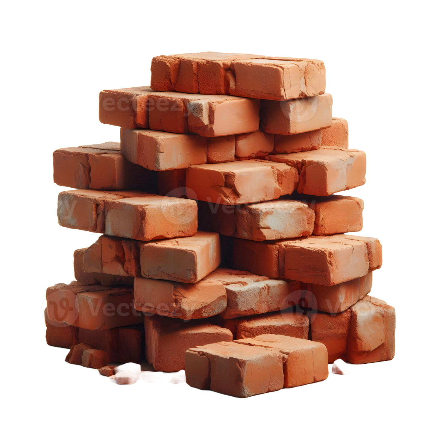 a pile of bricks on a white background
