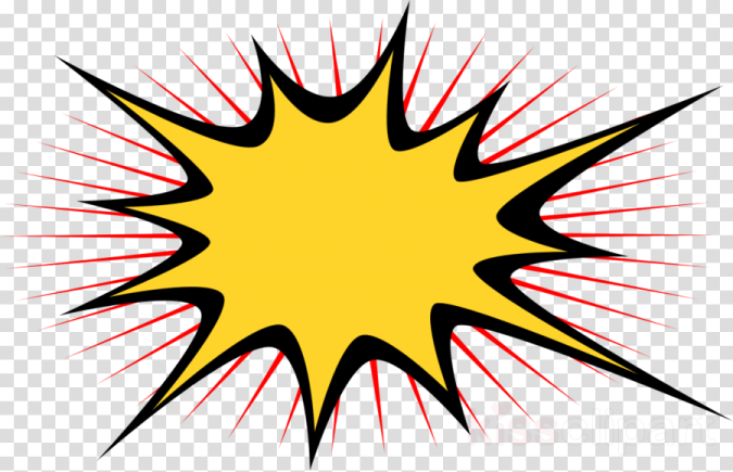a yellow explosion with black and white background