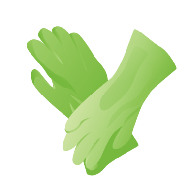 a pair of green gloves