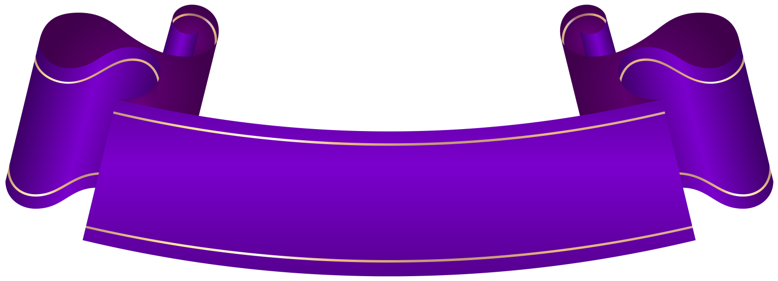 a purple ribbon with gold trim