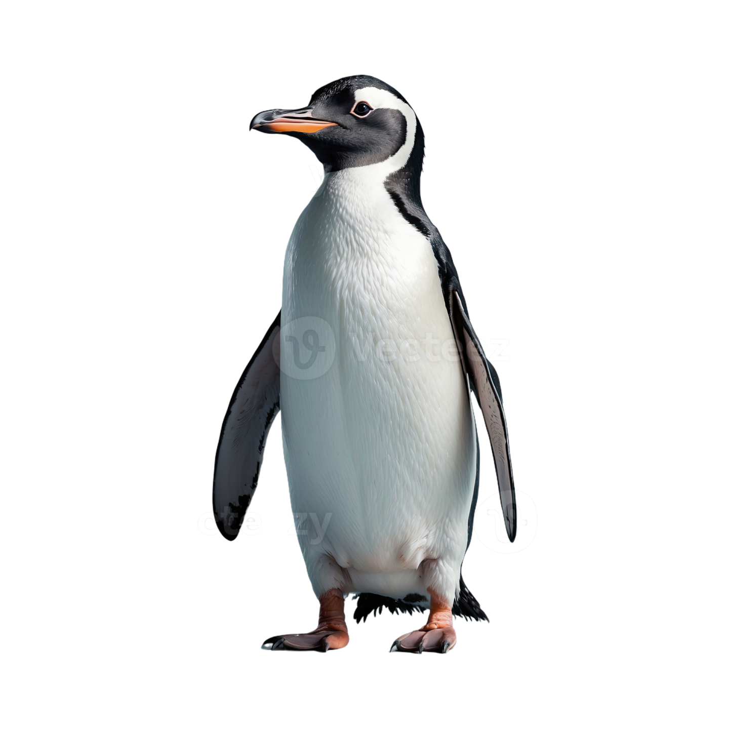 a penguin standing in front of a white background