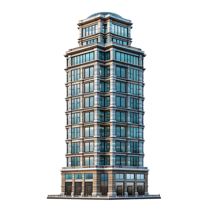 a tall building with many windows on top