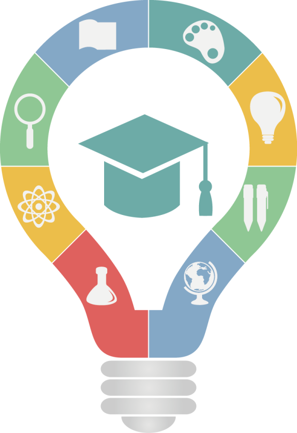 a light bulb with a graduation cap in the middle