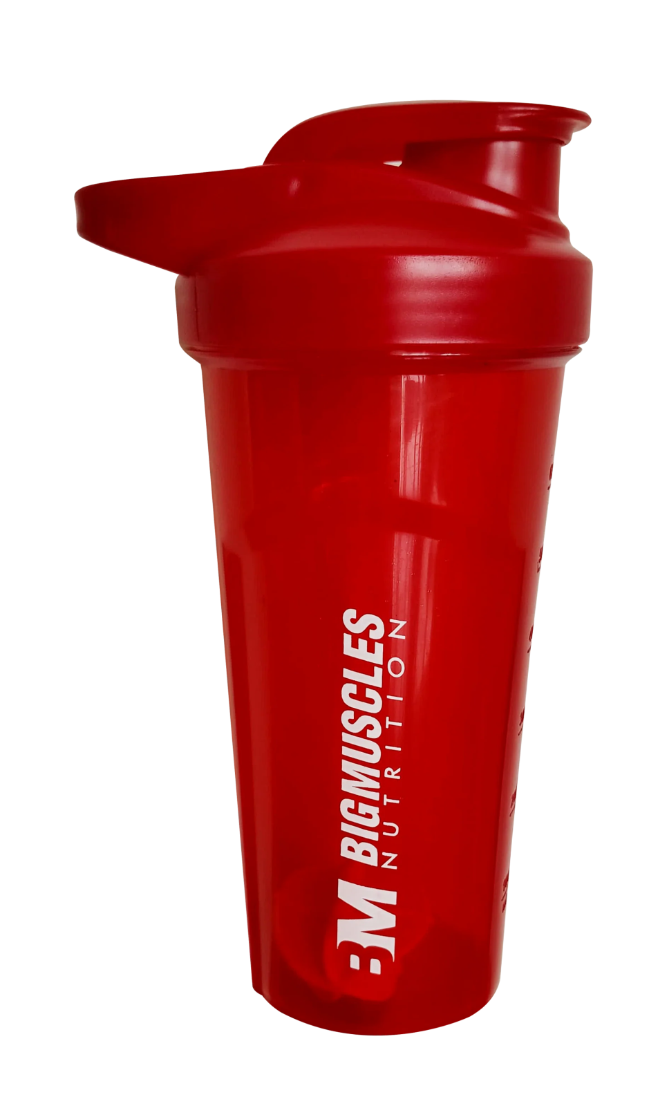 a red shaker cup with a straw lid