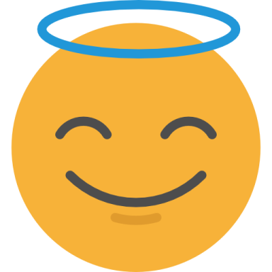a smiley face with an angel halo around it