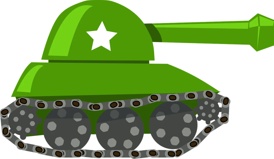 a green tank with a star on the top