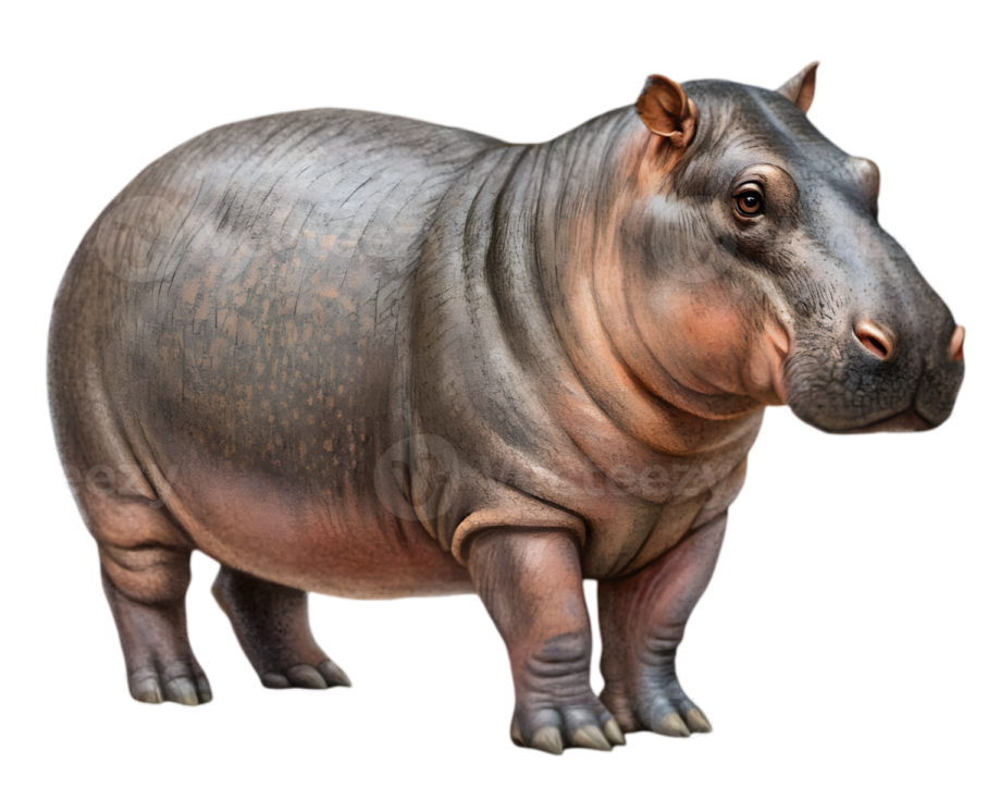 a hippo is standing on its hinds