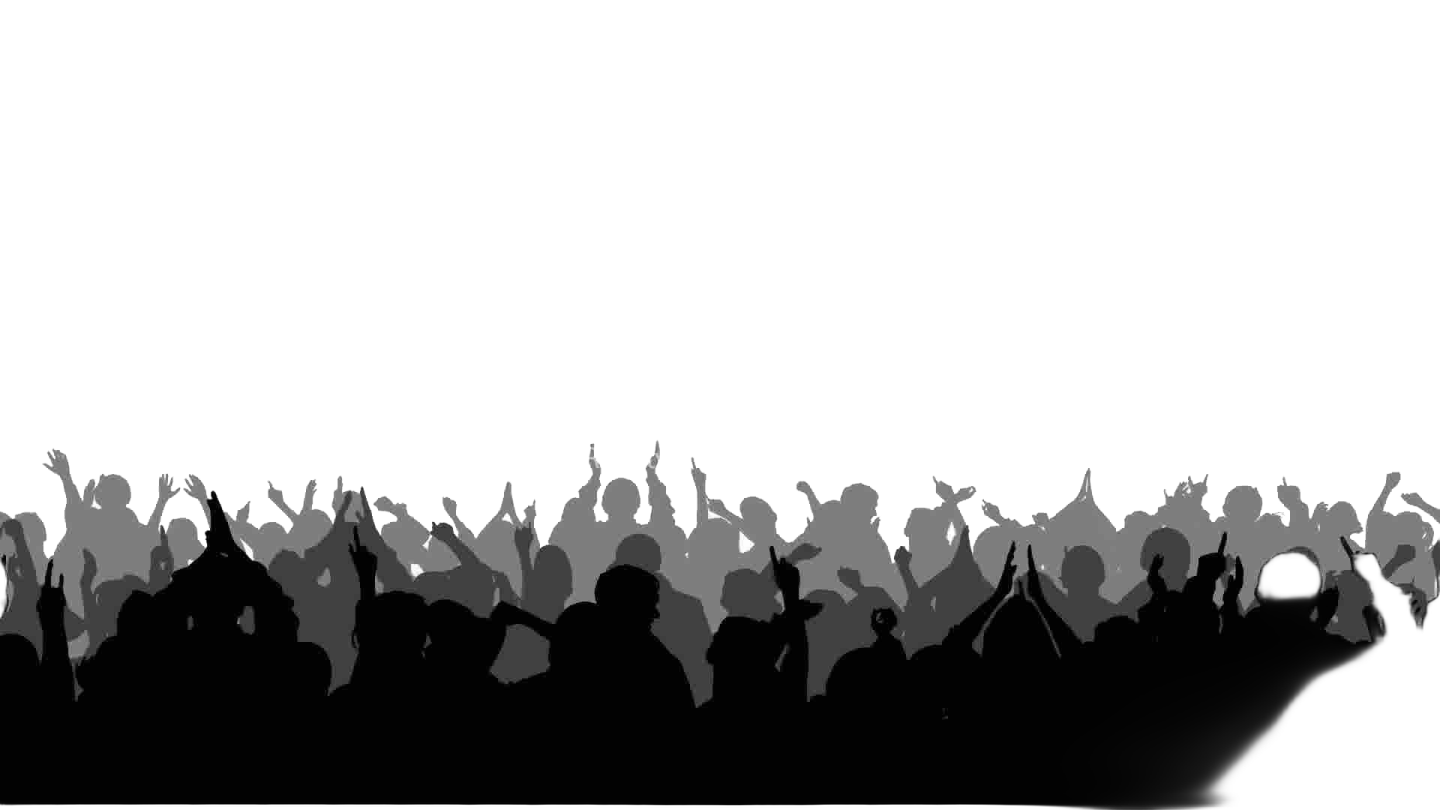 a crowd of people silhouetted against a white background