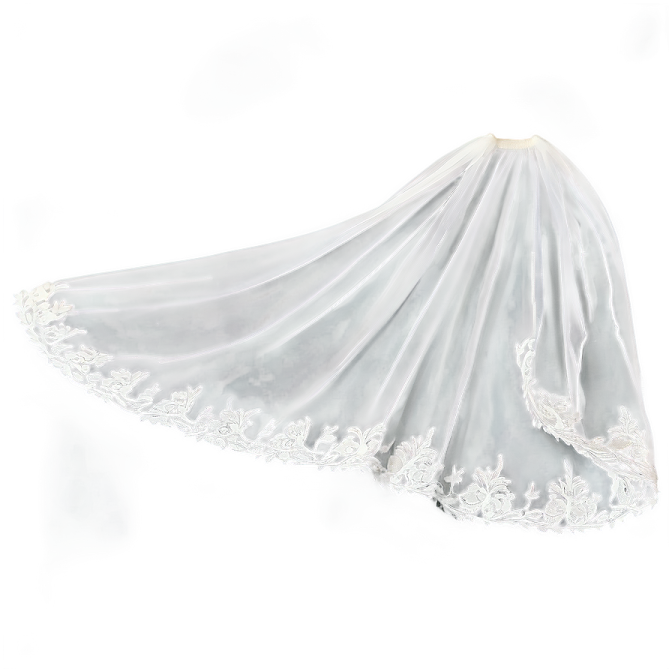 a white wedding veil with lace on it