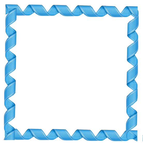 a blue ribbon frame on a white background