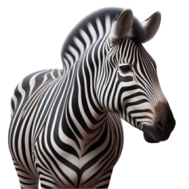 a zebra standing in front of a white background