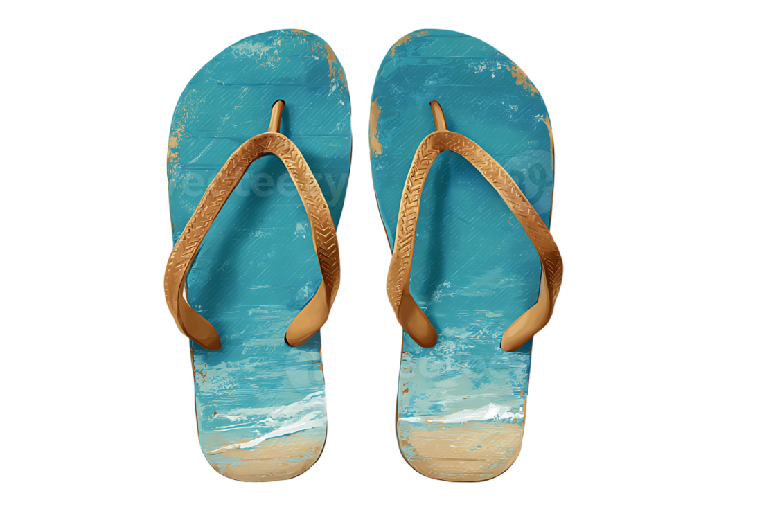 a pair of flip flops on a white background
