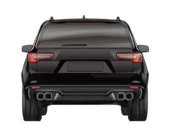 the rear view of a black suv