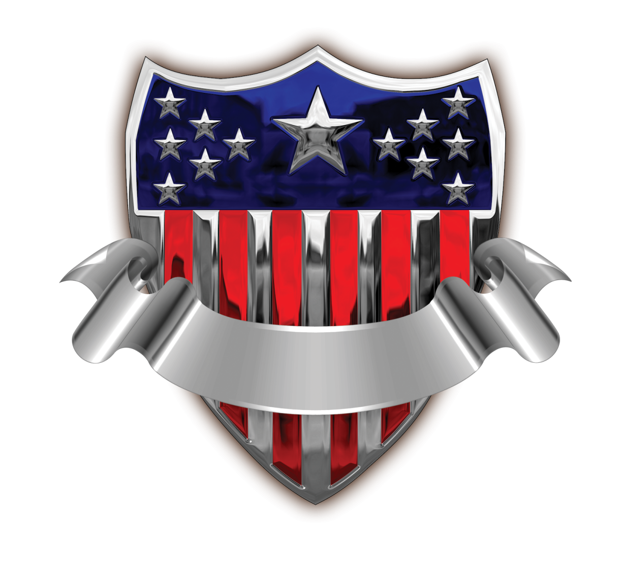 a shield with the american flag on it