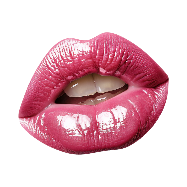 a close up of a pink lipstick