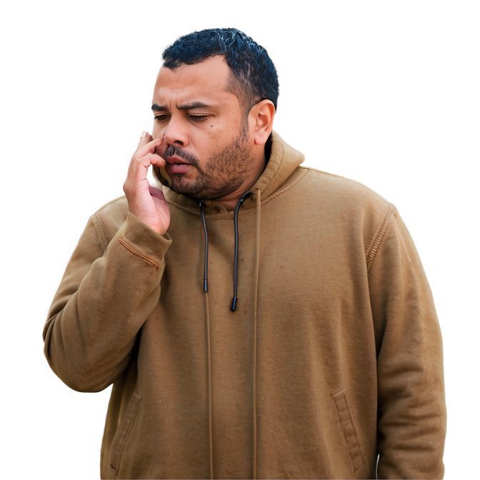 a man wearing a brown hoodie