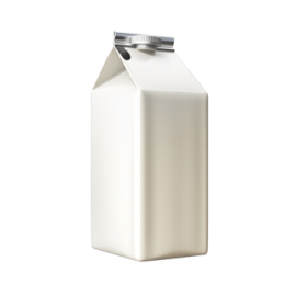 a white milk container with a metal lid