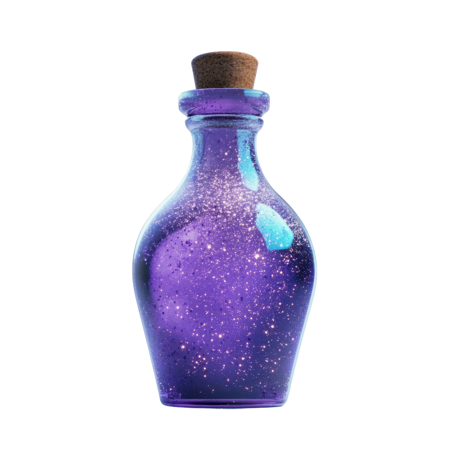 a purple and blue bottle with stars on it