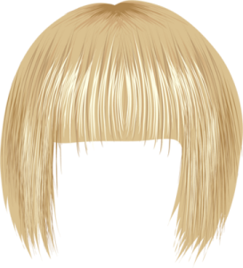 a woman with blonde hair and bangs