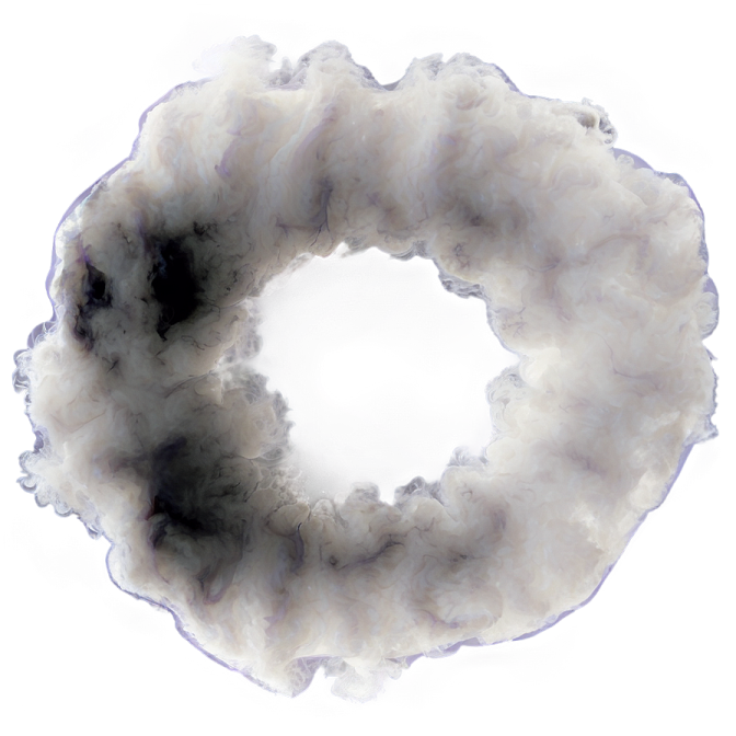 a circle of smoke on a white background