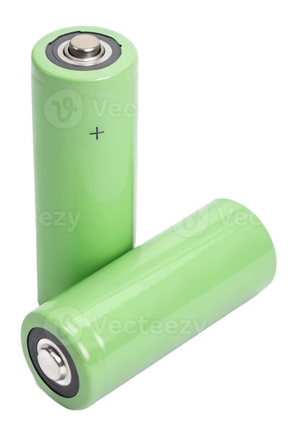 two green batteries on a white background