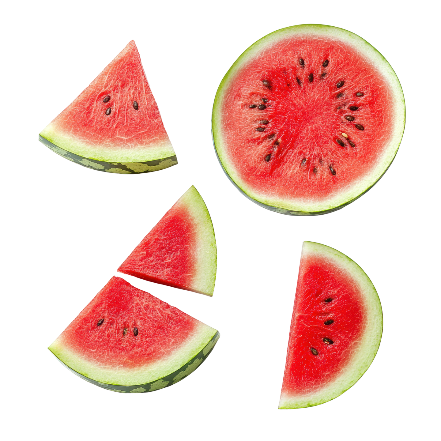 four slices of watermelon
