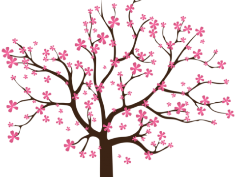 a tree with pink flowers on it