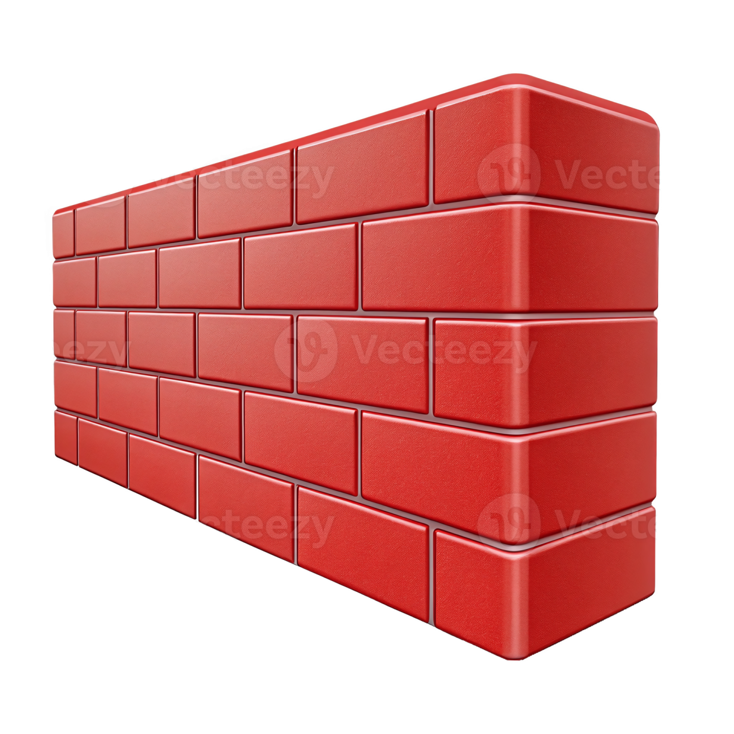 a red brick wall on a white background