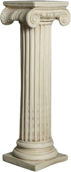 a white marble pedestal with an ornate design