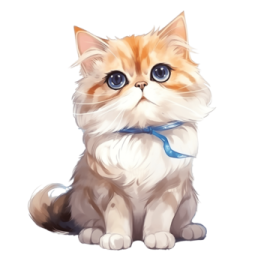 a drawing of a cat with blue eyes