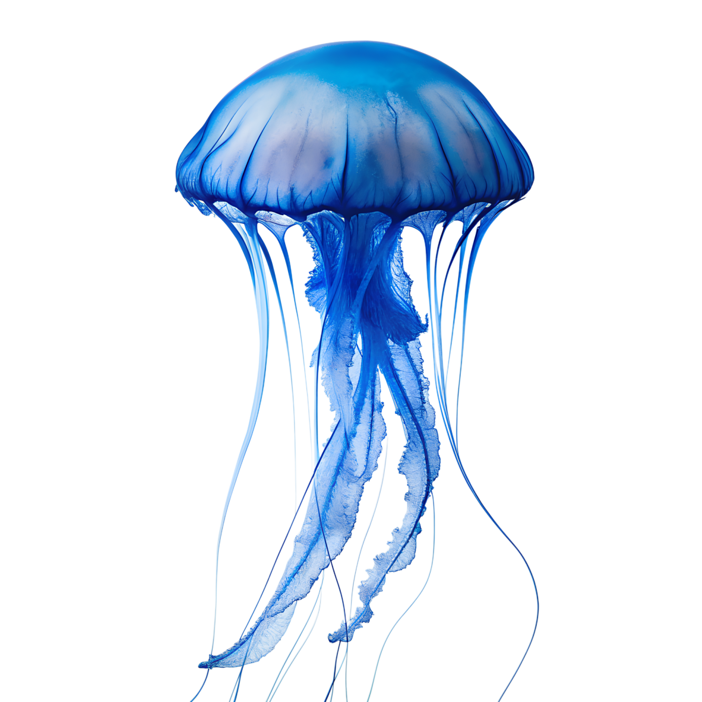 a blue jellyfish swimming in the ocean