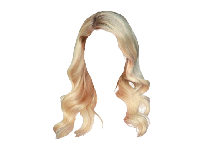 a blonde wig on a white background