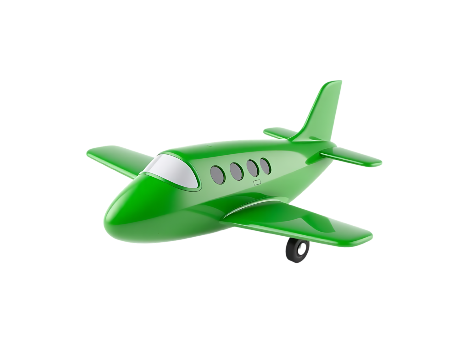 a green toy airplane on a white background