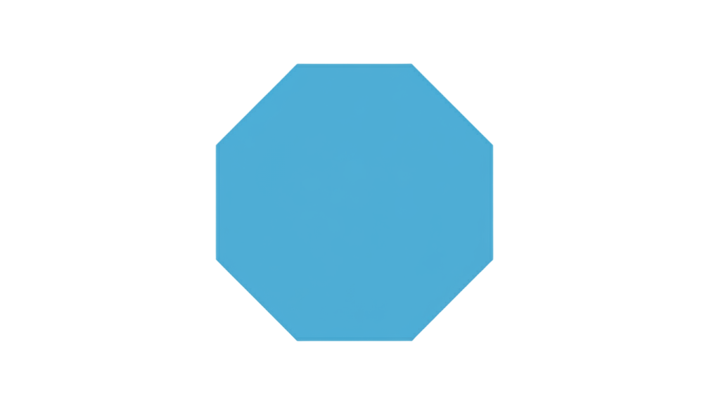 a blue pentagon on a white background