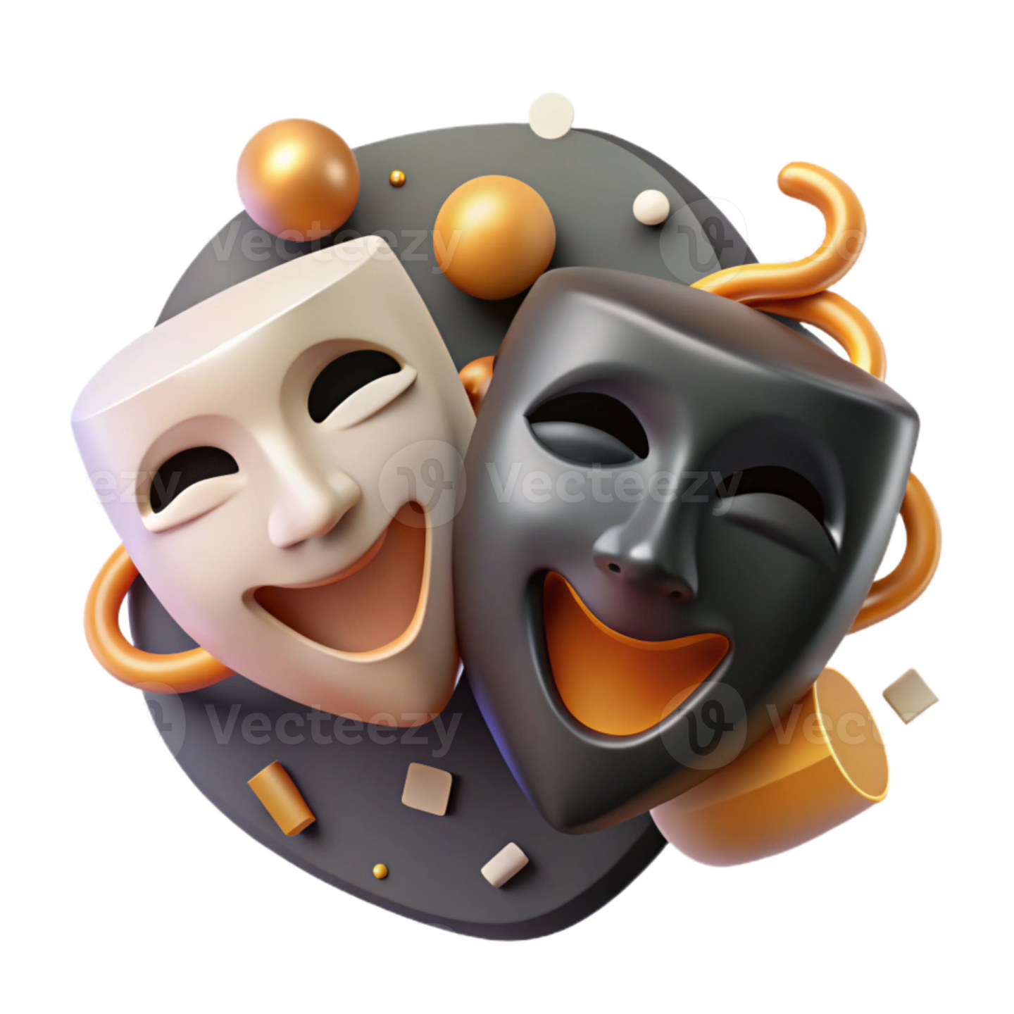 two masks in the shape of a circle