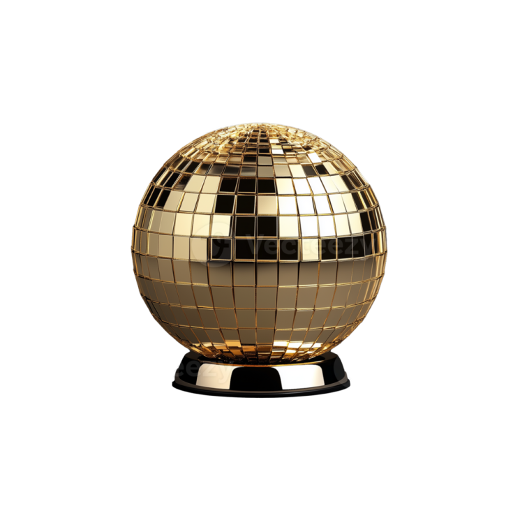 a golden disco ball on a white background