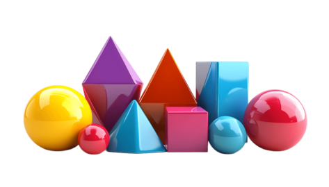 a group of colorful 3d shapes