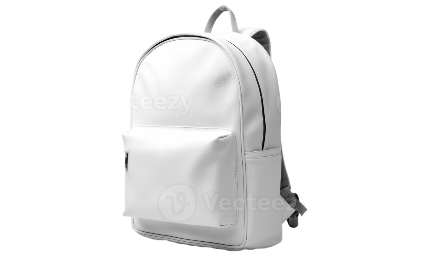 a white backpack with black straps