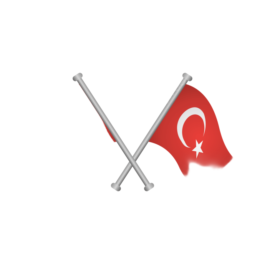 two turkish flags with a white background