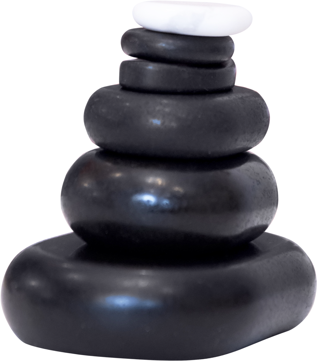 a stack of black and white rocks