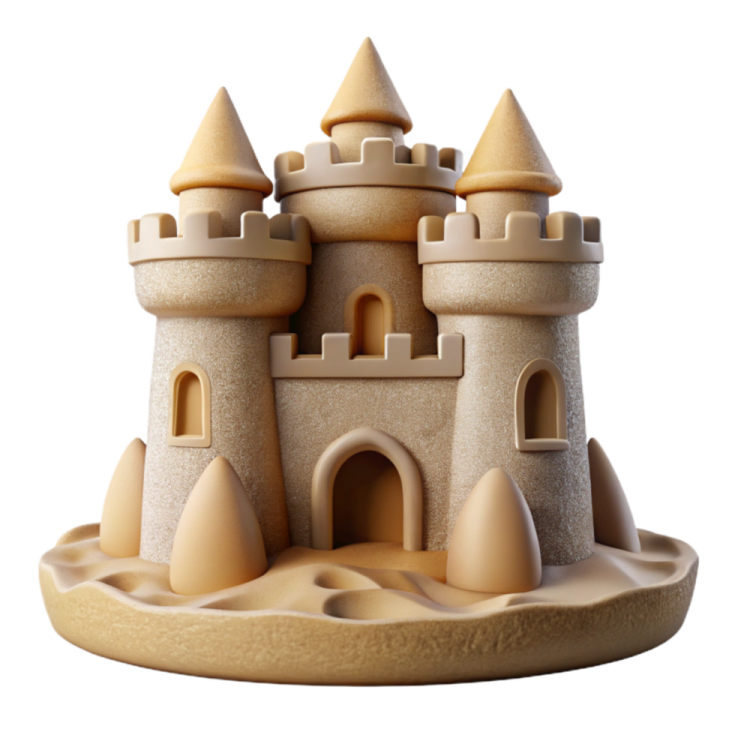 a sand castle on a white background