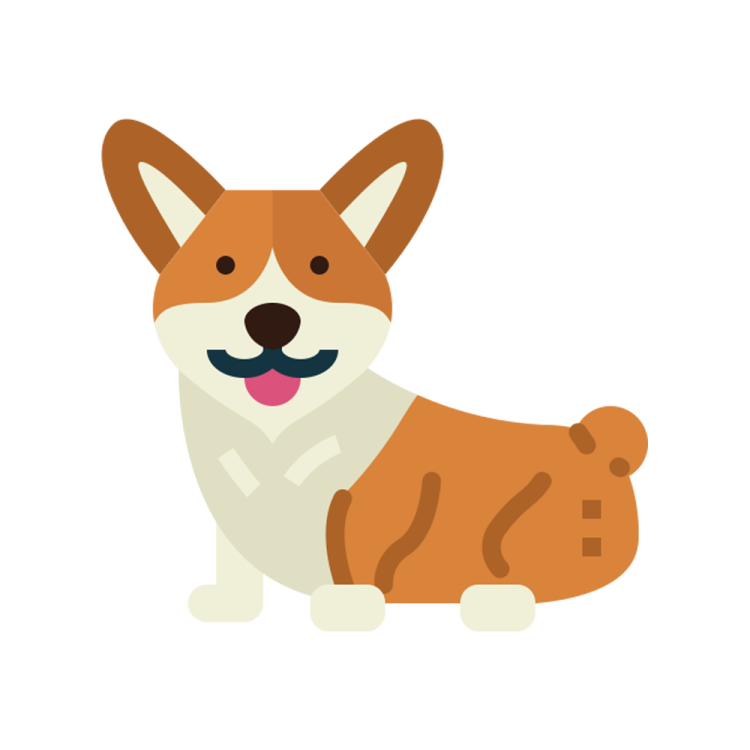 a brown and white dog with its tongue sticking out