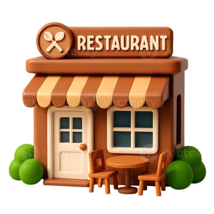 a small restaurant with a table and chairs