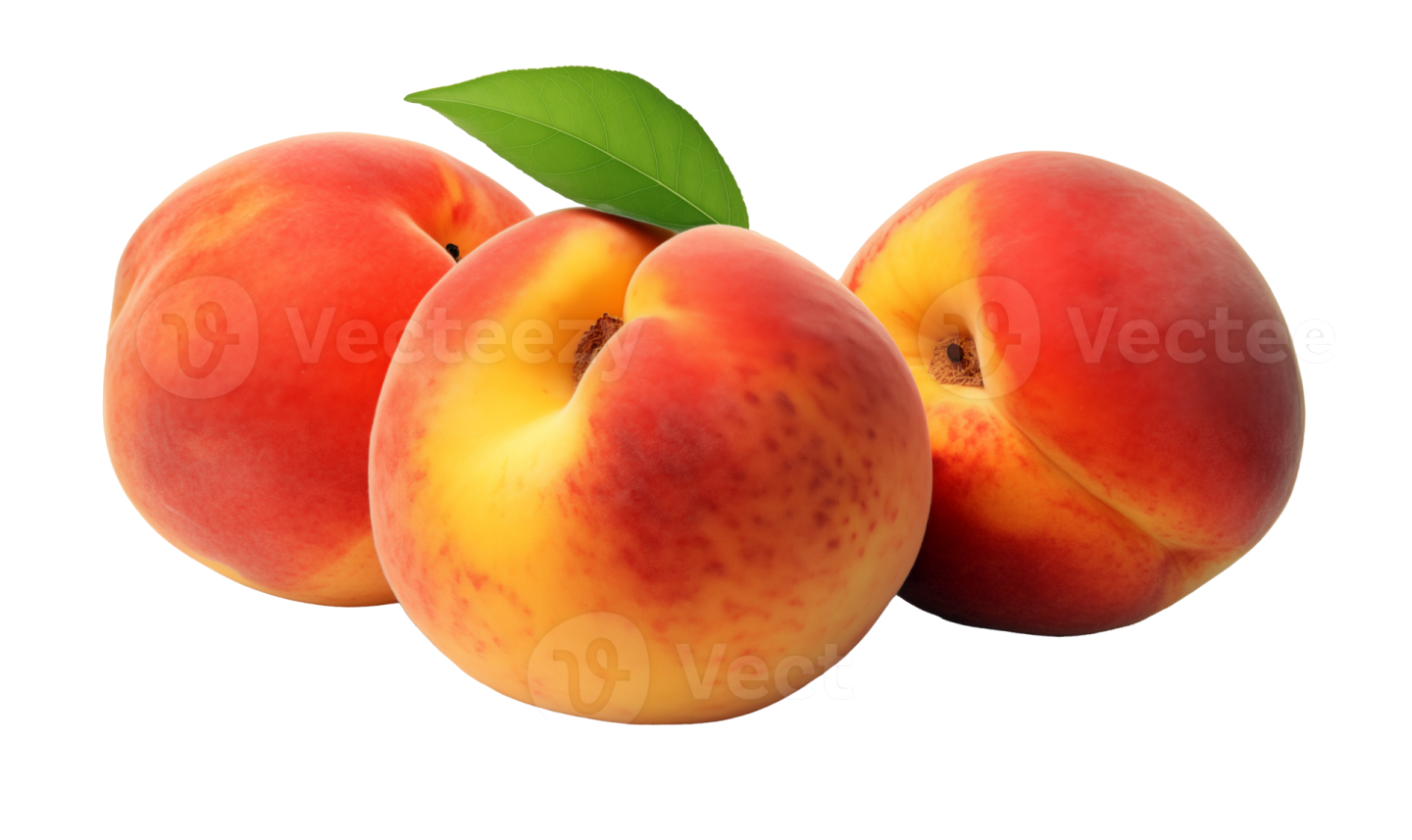 three peaches on a white background