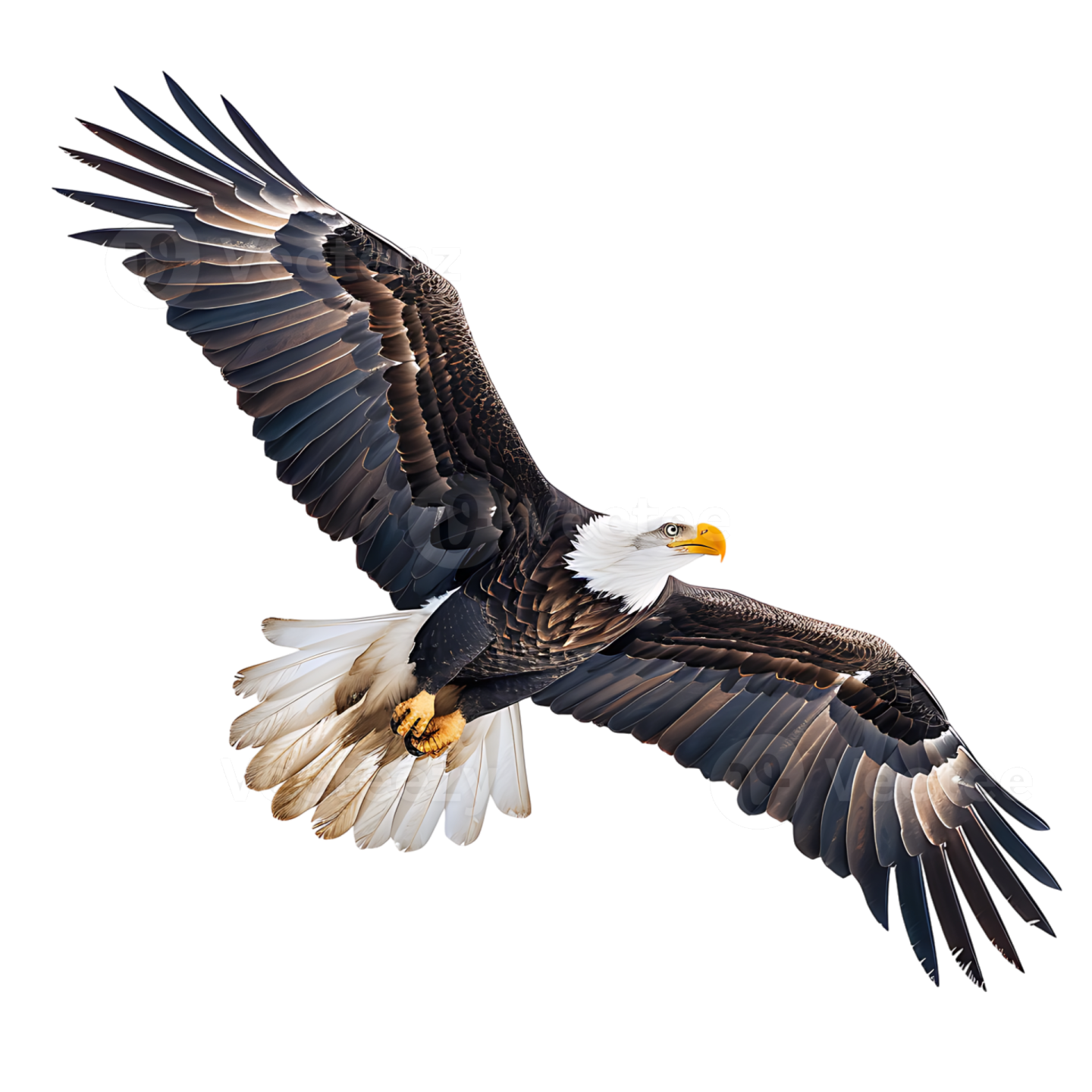 bald eagle in flight isolated on a white background